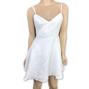 Keepsake Fit &Flare White Mini Dress Sz M 'Double Take'Spaghetti Straps Low Back